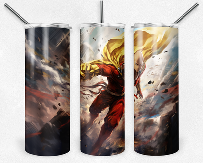 One Punch Man 20oz Sublimation Tumbler Designs, Anime Straight Skinny Tumbler Wrap PNG