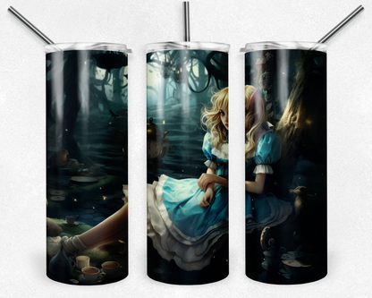 Alice in Wonderland 20oz Sublimation Tumbler Designs, Alice in Wonderland Straight Skinny Tumbler Wrap PNG