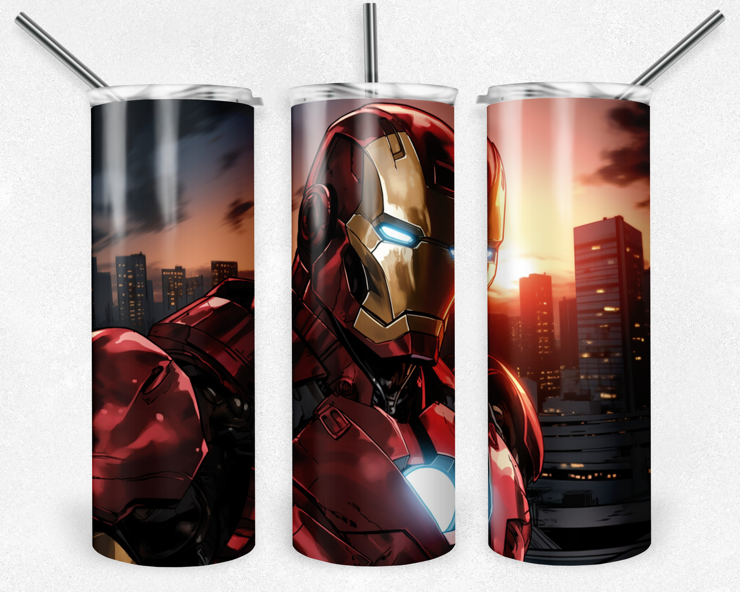 Iron Man 20oz Sublimation Tumbler Designs, Superhero Straight Skinny Tumbler Wrap PNG