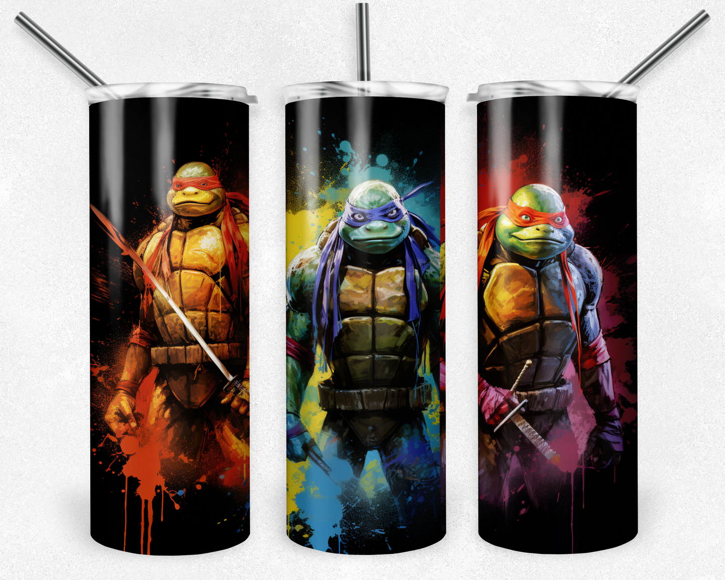 Ninja Turtles 20oz Sublimation Tumbler Designs, Teenage Mutant Ninja Turtles Straight Skinny Tumbler Wrap PNG