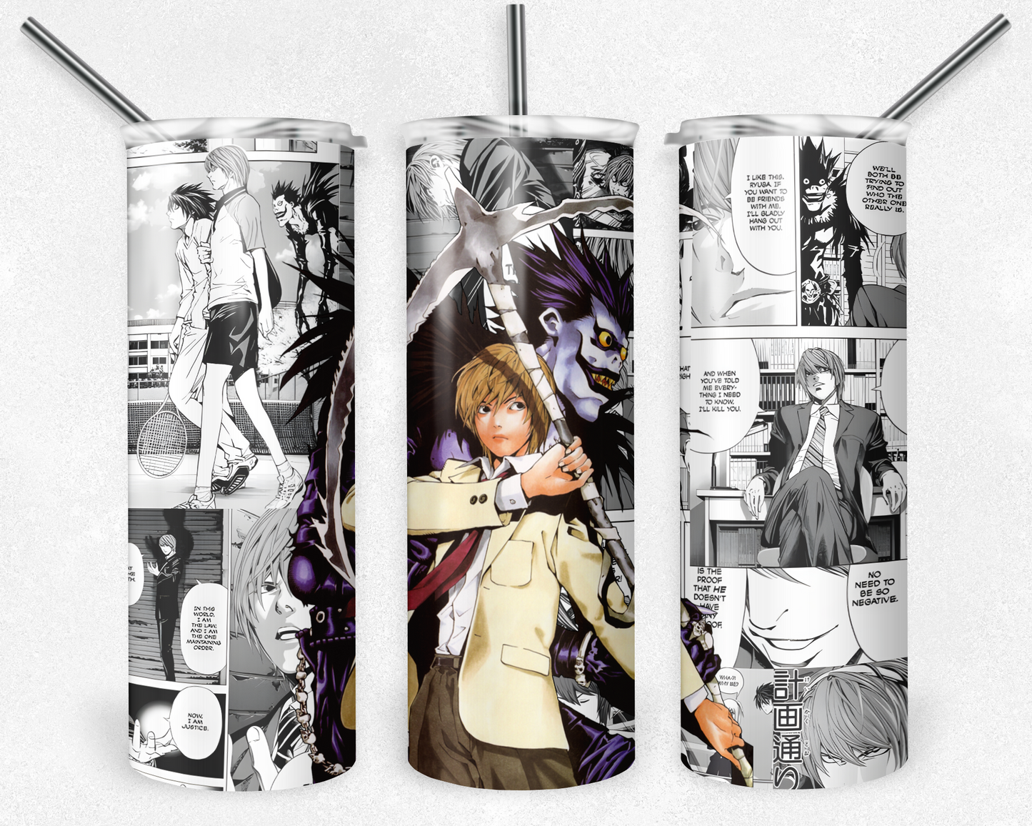 Death Note 20oz Sublimation Tumbler Designs, Anime Straight Skinny Tumbler Wrap PNG