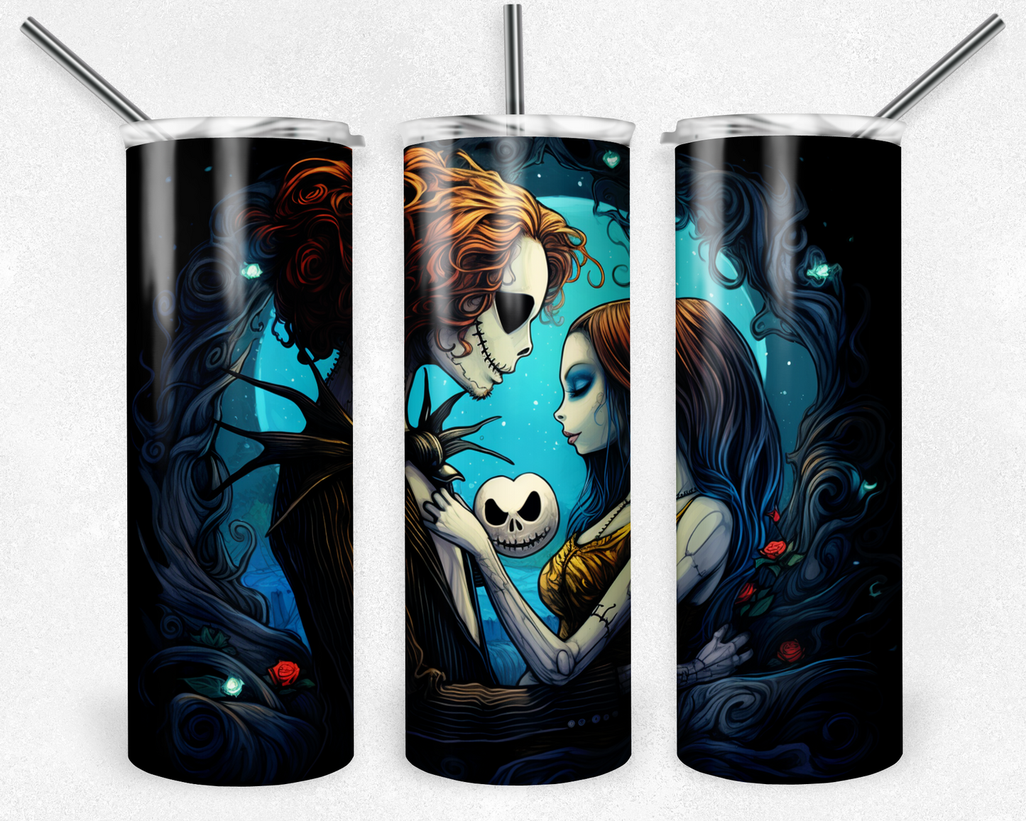 Jack Skellington 20oz Sublimation Tumbler Designs, Nightmare Before Christmas Straight Skinny Tumbler Wrap PNG