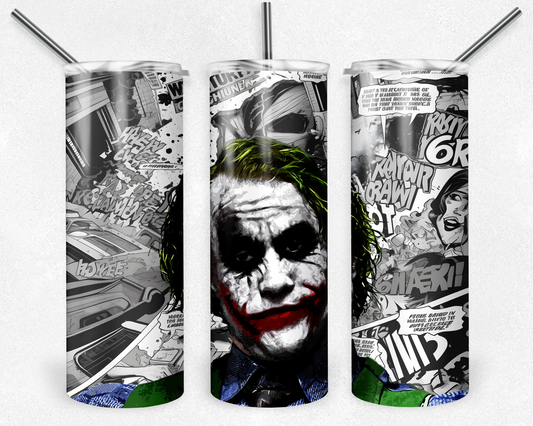 Joker 20oz Sublimation Tumbler Designs, Villain Straight Skinny Tumbler Wrap PNG