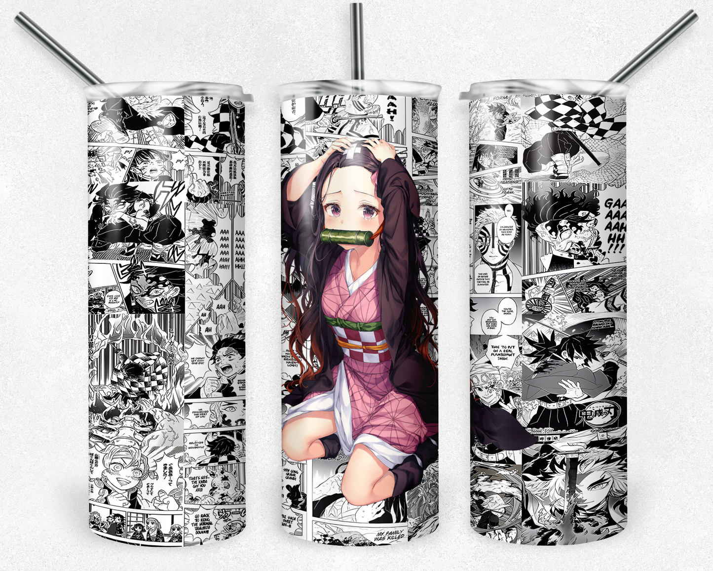 Demon Slayer 20oz Sublimation Tumbler Designs, Anime Straight Skinny Tumbler Wrap PNG