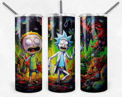 Rick and Morty 20oz Sublimation Tumbler Designs, Rick and Morty Straight Skinny Tumbler Wrap PNG