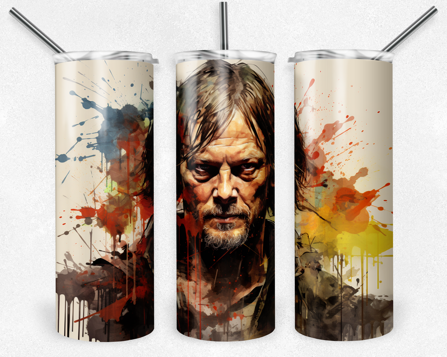 Daryl Dixon 20oz Sublimation Tumbler Designs, The Walking Dead Straight Skinny Tumbler Wrap PNG