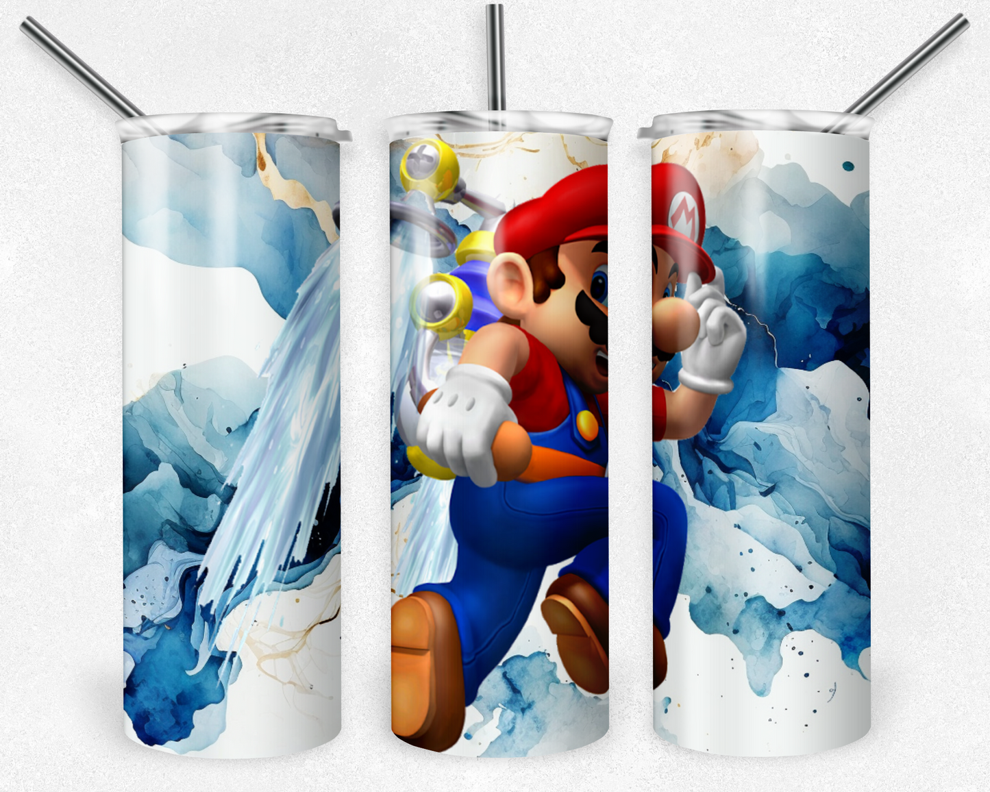 Super Mario 20oz Sublimation Tumbler Designs, Game Straight Skinny Tumbler Wrap PNG