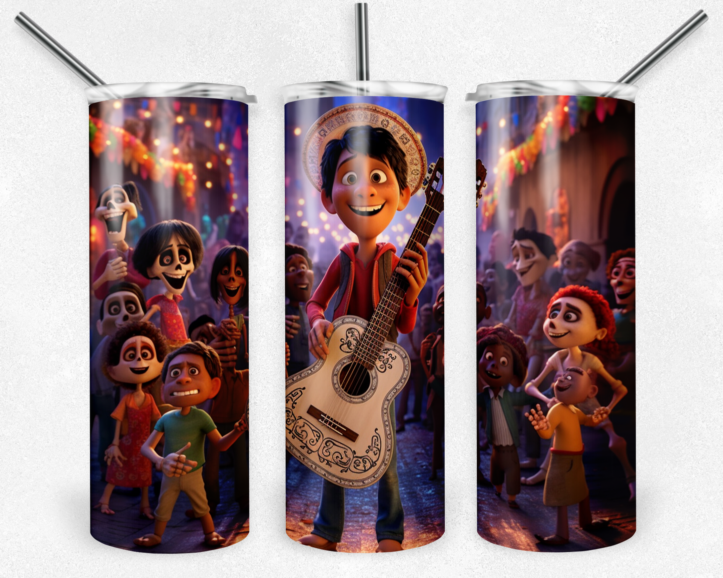 Disney Coco 20oz Sublimation Tumbler Designs, Coco Straight Skinny Tumbler Wrap PNG