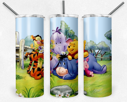 Winnie the Pooh 20oz Sublimation Tumbler Designs, Cartoon Straight Skinny Tumbler Wrap PNG