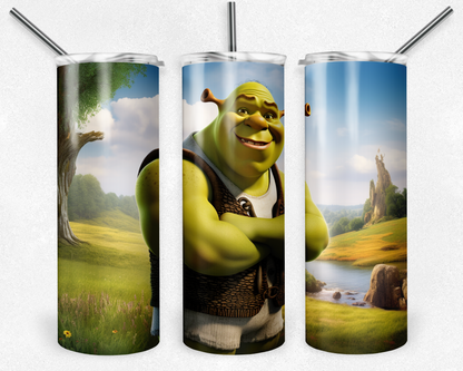 Shrek 20oz Sublimation Tumbler Designs, Shrek Straight Skinny Tumbler Wrap PNG