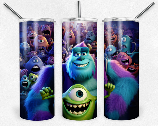 Monster inc 20oz Sublimation Tumbler Designs, Monster inc Straight Skinny Tumbler Wrap PNG