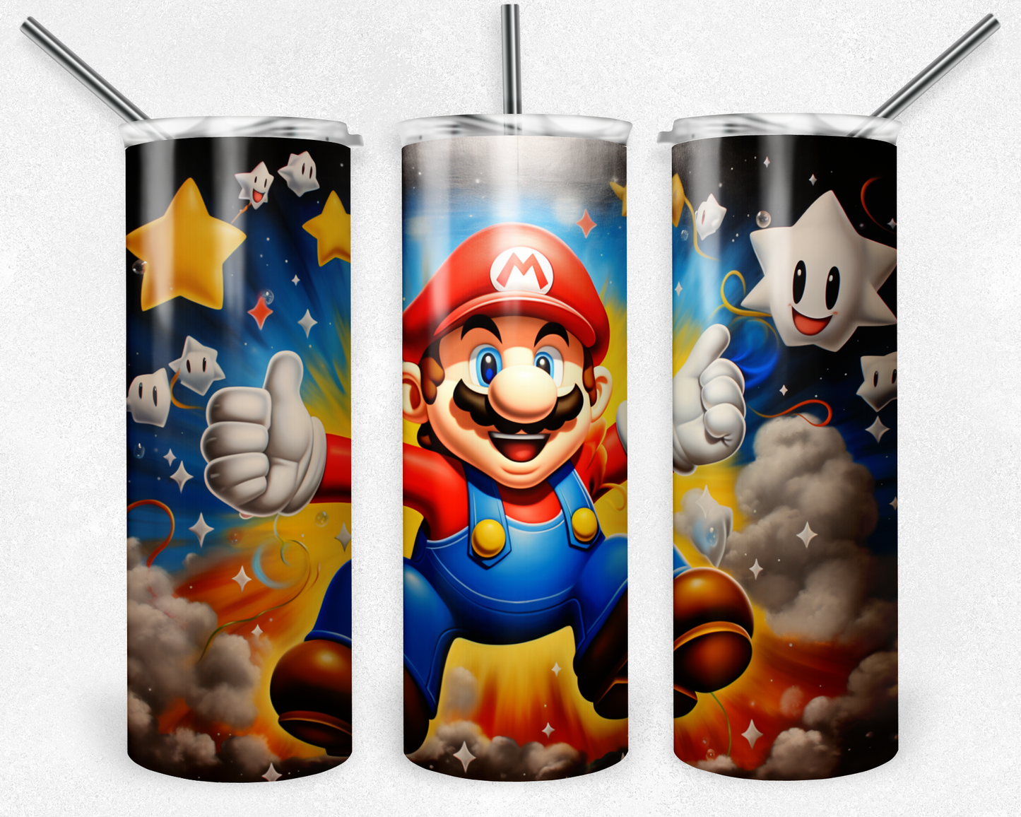 Super Mario 20oz Sublimation Tumbler Designs, Game Straight Skinny Tumbler Wrap PNG