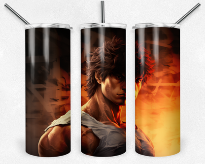 Baki the Grappler 20oz Sublimation Tumbler Designs, Baki the Grappler Straight Skinny Tumbler Wrap PNG