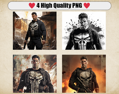 Punisher 20oz Sublimation Tumbler Designs, Marvel Superhero Straight Skinny Tumbler Wrap PNG