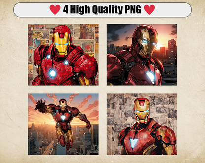 Iron Man 20oz Sublimation Tumbler Designs, Superhero Straight Skinny Tumbler Wrap PNG