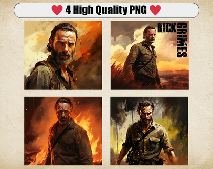 Rick Grimes 20oz Sublimation Tumbler Designs, The Walking Dead Straight Skinny Tumbler Wrap PNG