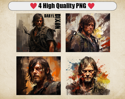 Daryl Dixon 20oz Sublimation Tumbler Designs, The Walking Dead Straight Skinny Tumbler Wrap PNG