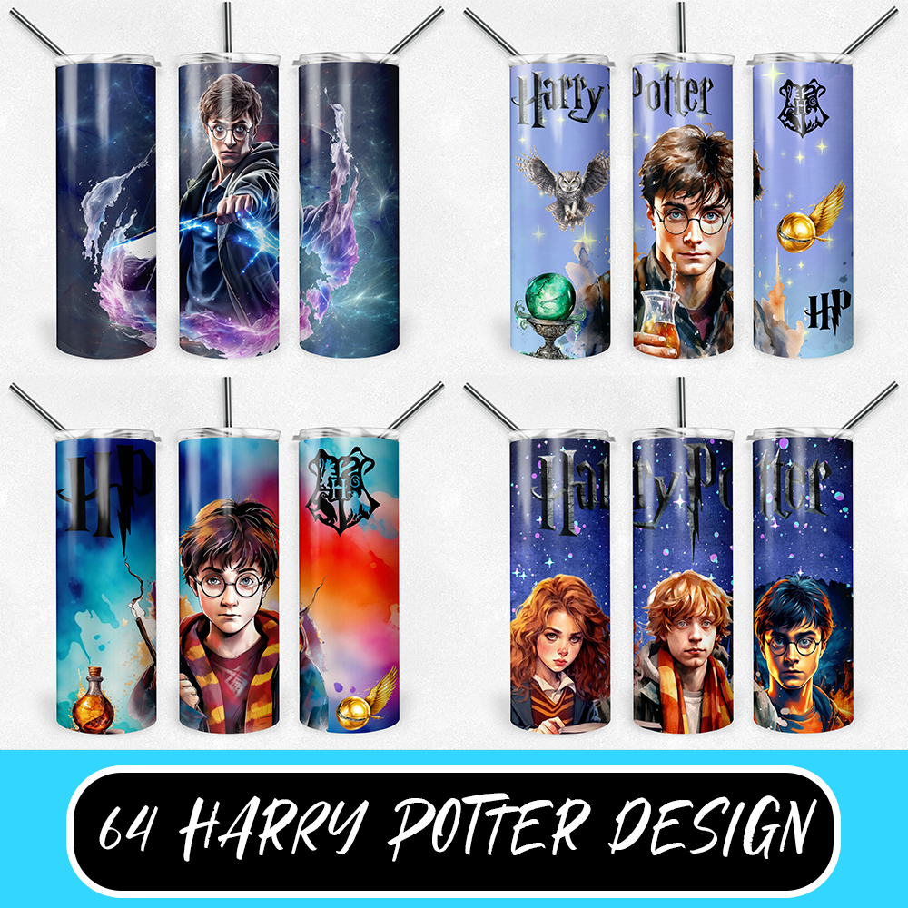 Harry Potter 20oz Sublimation Tumbler Designs, Wizard Straight Skinny Tumbler Wrap PNG