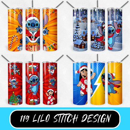 Lilo and Stitch 20oz Sublimation Tumbler Designs, Lilo and Stitch Straight Skinny Tumbler Wrap PNG