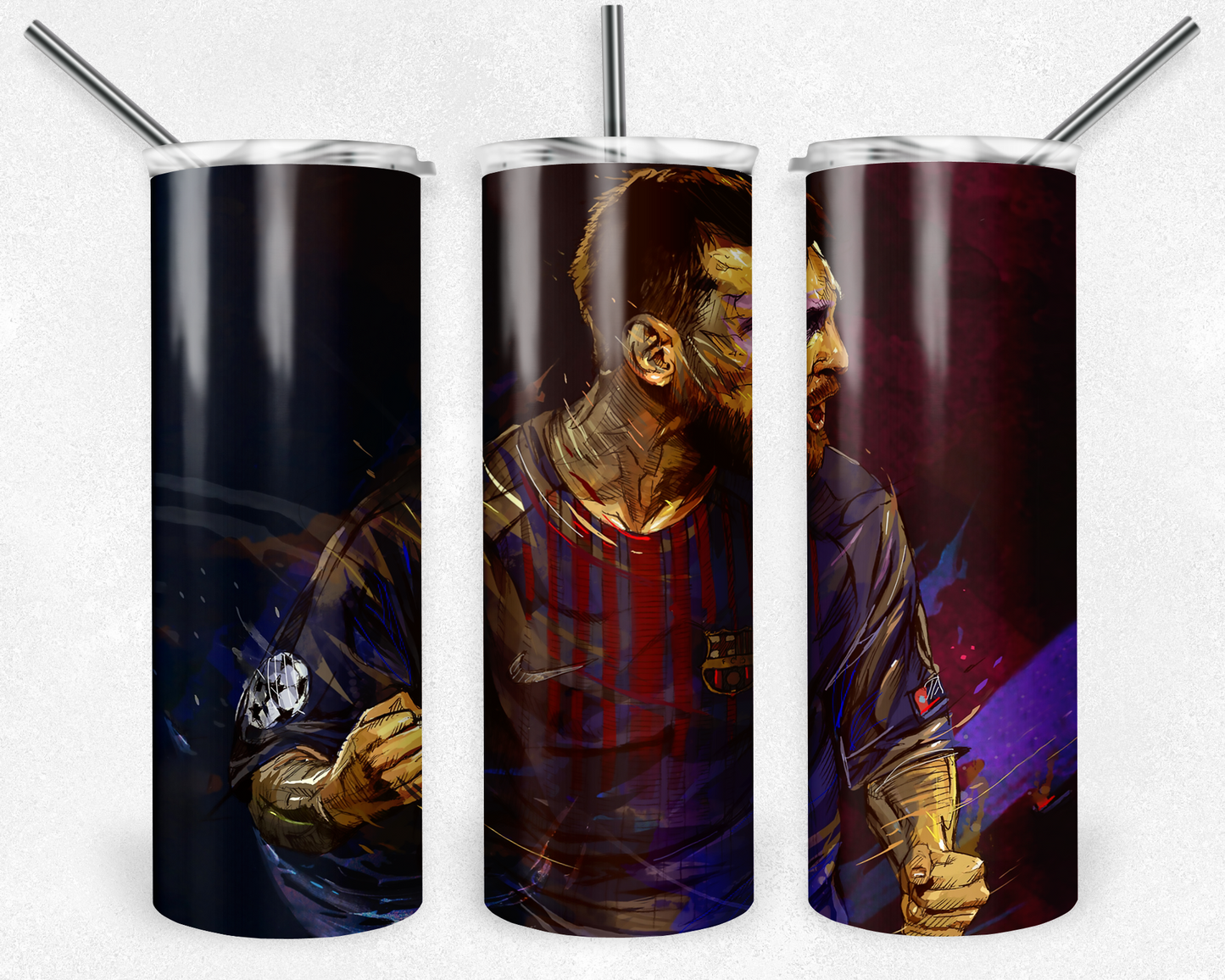 Messi 20oz Sublimation Tumbler Designs, Lionel Messi Straight Skinny Tumbler Wrap PNG