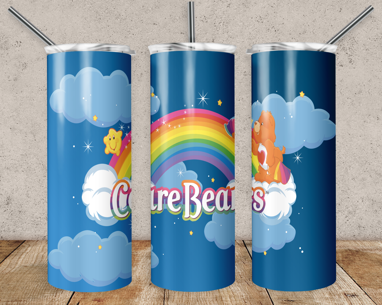 Care Bears 20oz Sublimation Tumbler Designs, Teddy Bear Straight Skinny Tumbler Wrap PNG