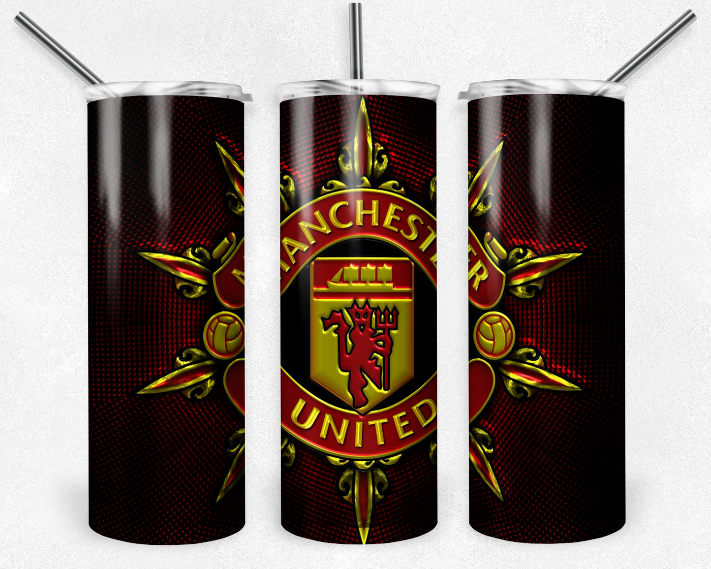 Manchester United 20oz Sublimation Tumbler Designs, Manchester United Straight Skinny Tumbler Wrap PNG