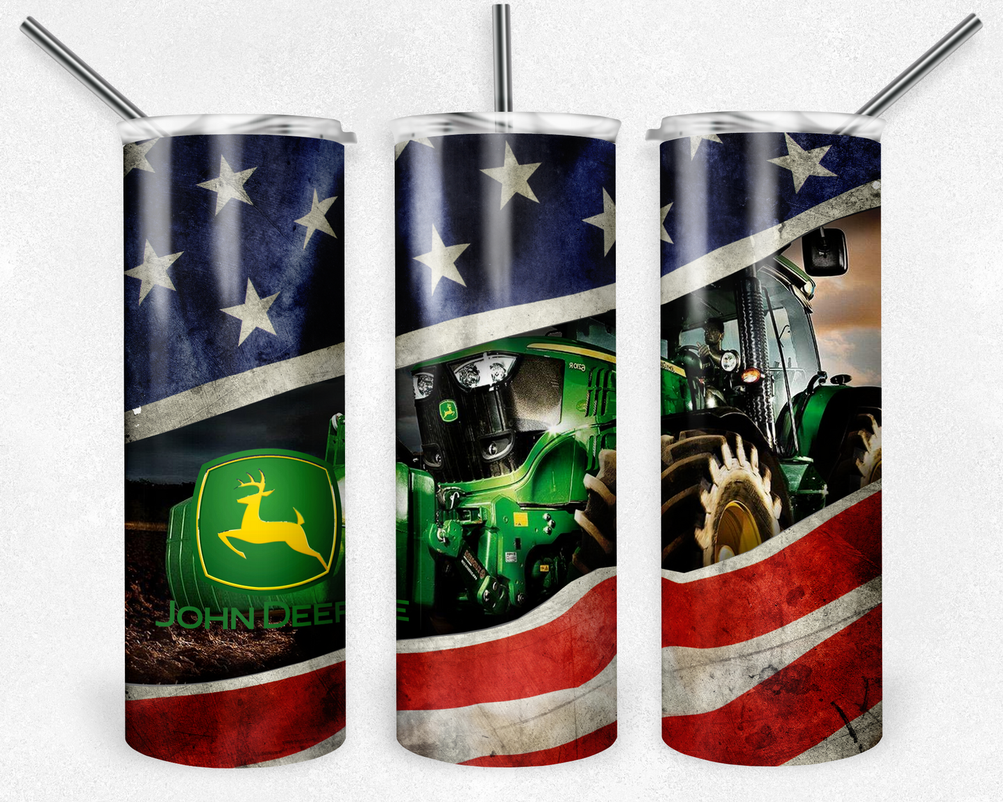 John Deere 20oz Sublimation Tumbler Designs, Tractor Straight Skinny Tumbler Wrap PNG