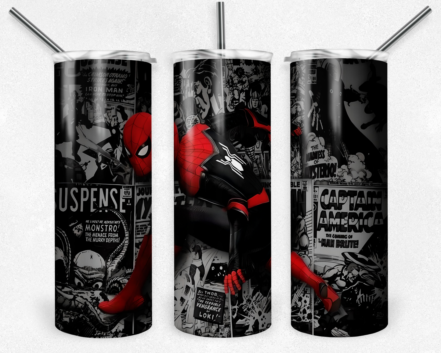 Spiderman 20oz Sublimation Tumbler Designs, Superhero Straight Skinny Tumbler Wrap PNG