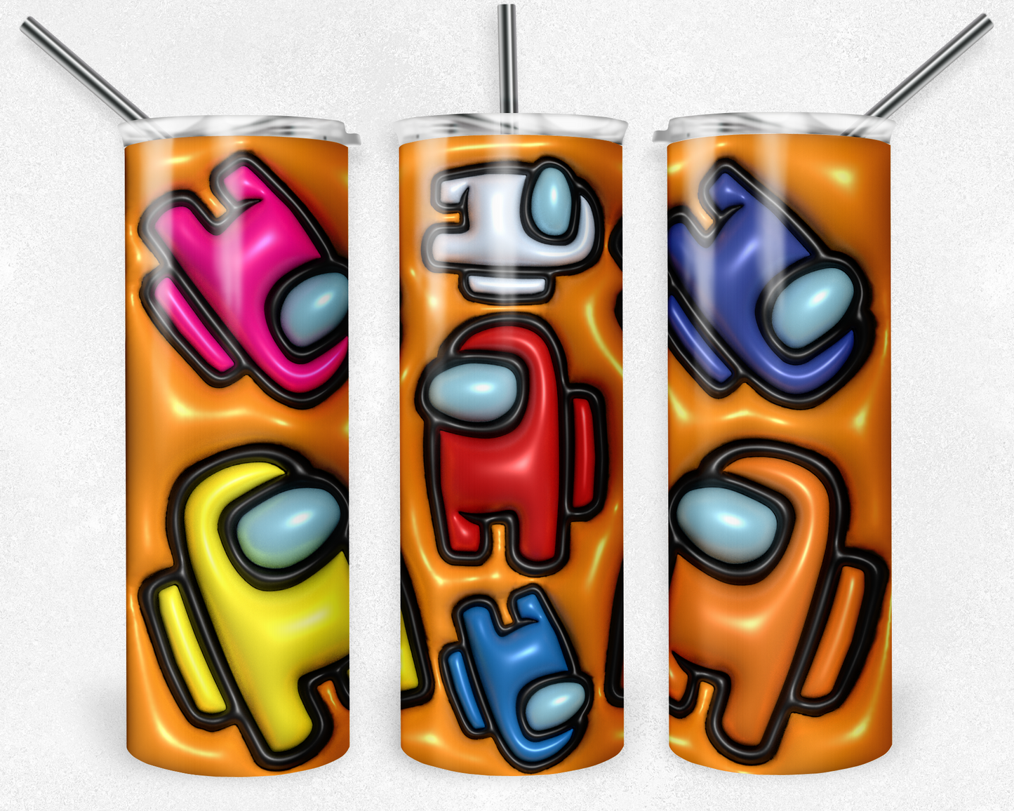 3D Inflated Puff Among us Tumbler, 3D Game PNG, 20oz Skinny Tumbler, Digital Download, Tumbler Design, Sublimation Design