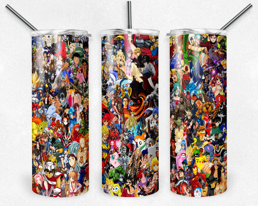 Cartoon 20oz Sublimation Tumbler Designs, All Carton Character Straight Skinny Tumbler Wrap PNG