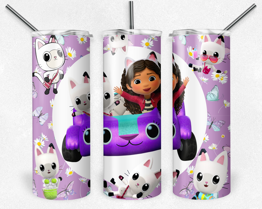 Gabby's Dollhouse 20oz Sublimation Tumbler Designs, Cartoon Straight Skinny Tumbler Wrap PNG