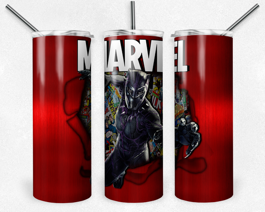 Black Panther 20oz Sublimation Tumbler Designs, Marvel Straight Skinny Tumbler Wrap PNG