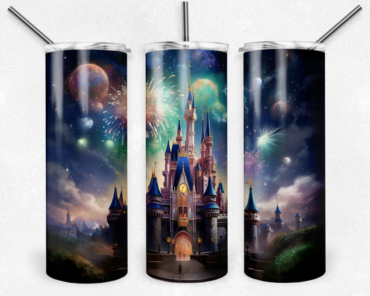 Disney Castle 20oz Sublimation Tumbler Designs, Disney Castle Straight Skinny Tumbler Wrap PNG