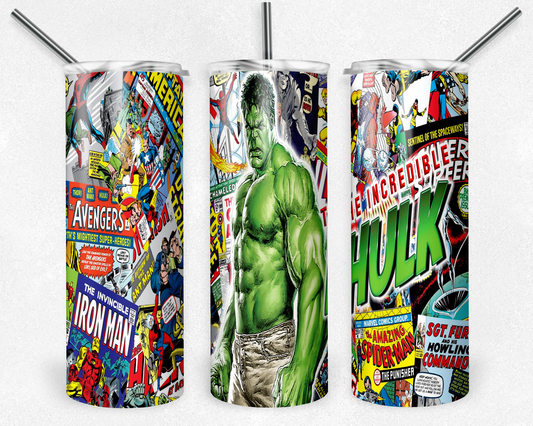 Hulk 20oz Sublimation Tumbler Designs, Superhero Straight Skinny Tumbler Wrap PNG