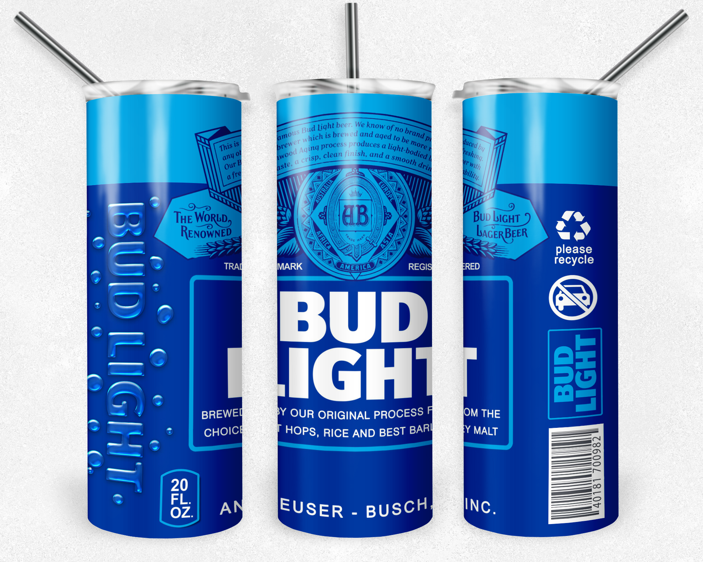 Bud Light 20oz Sublimation Tumbler Designs, Beer Straight Skinny Tumbler Wrap PNG