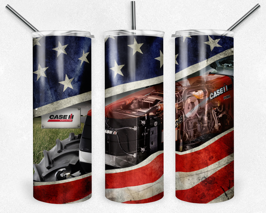 Case Tractor 20oz Sublimation Tumbler Designs, Farmer Straight Skinny Tumbler Wrap PNG