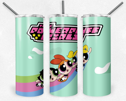 Powerpuff Girls 20oz Sublimation Tumbler Designs, Powerpuff Girls Straight Skinny Tumbler Wrap PNG