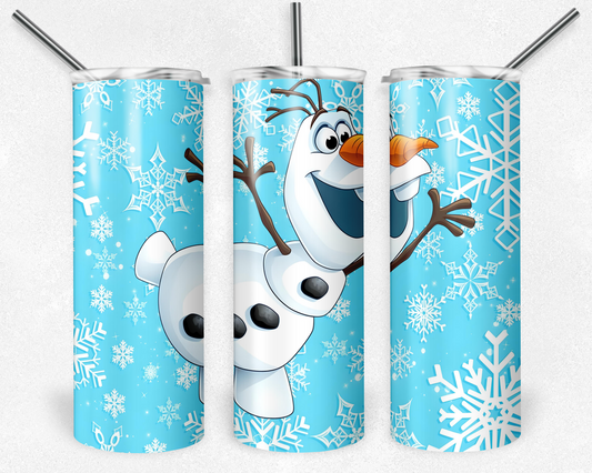 Frozen 20oz Sublimation Tumbler Designs, Olaf Straight Skinny Tumbler Wrap PNG