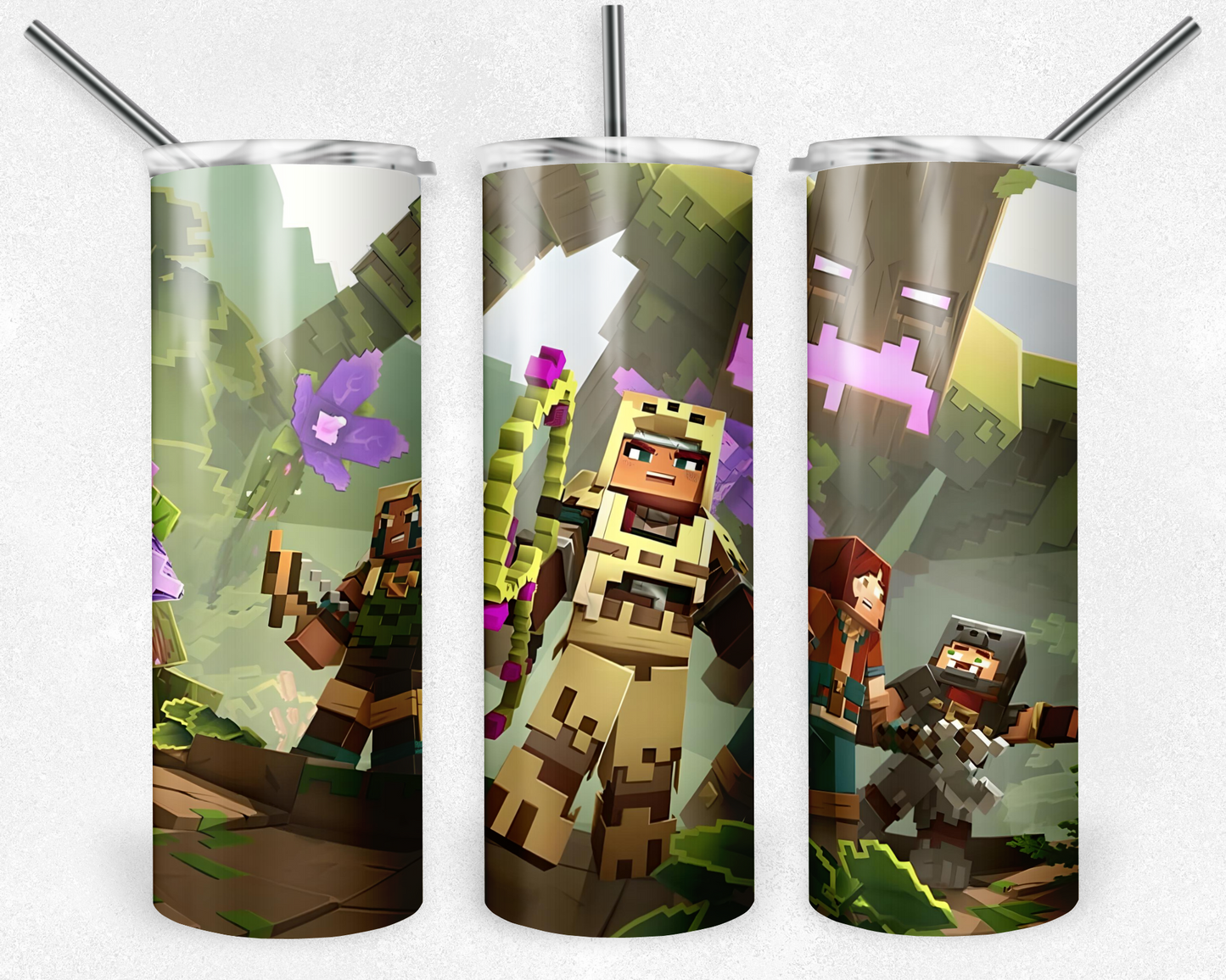 Minecraft 20oz Sublimation Tumbler Designs, Game Straight Skinny Tumbler Wrap PNG