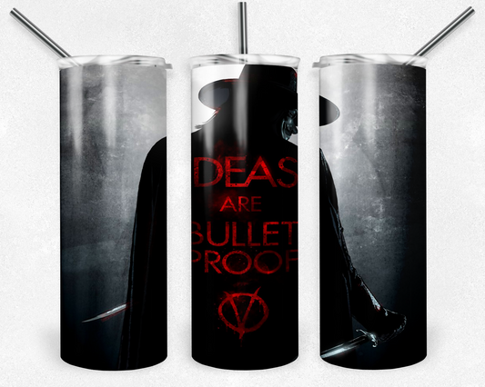 V for Vendetta 20oz Sublimation Tumbler Designs, V for Vendetta Straight Skinny Tumbler Wrap PNG