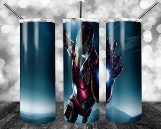 Iron Man 20oz Sublimation Tumbler Designs, Superhero Straight Skinny Tumbler Wrap PNG