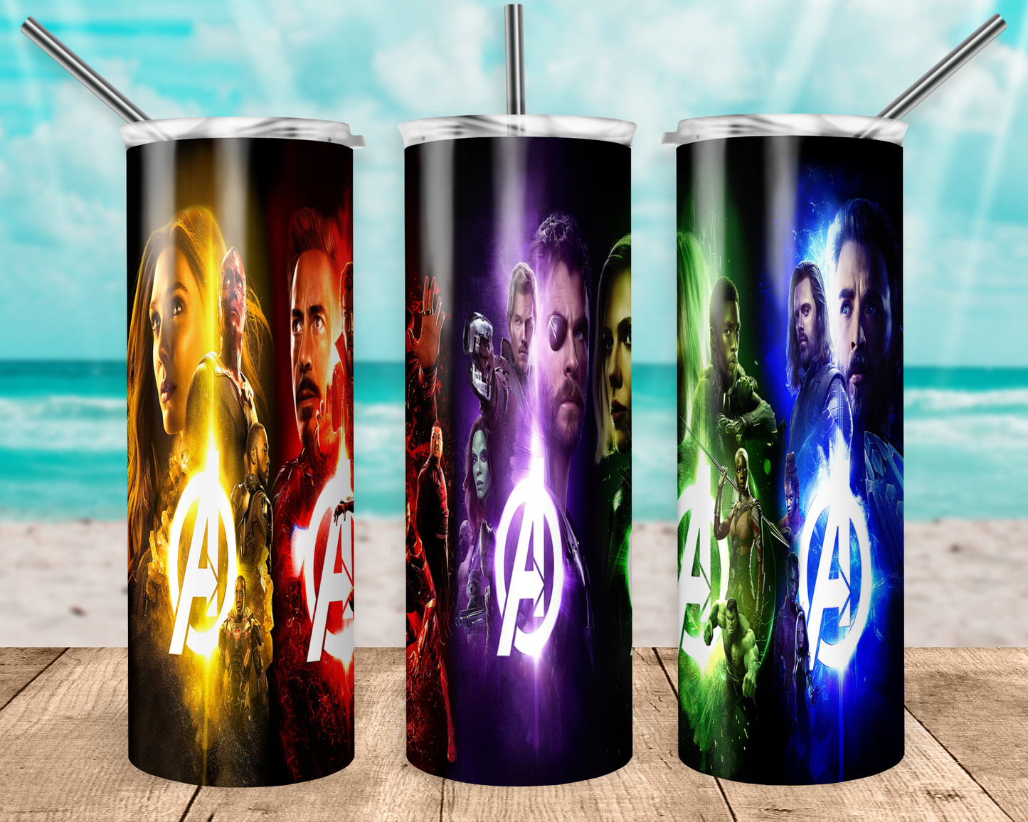 Avengers 20oz Sublimation Tumbler Designs, Superhero Straight Skinny Tumbler Wrap PNG