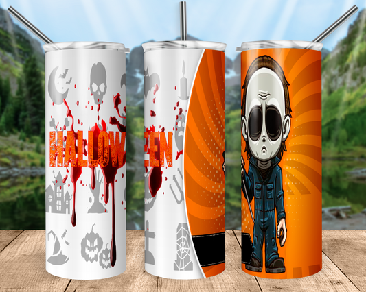 Michael Myers 20oz Sublimation Tumbler Designs, Michael Myers Straight Skinny Tumbler Wrap PNG