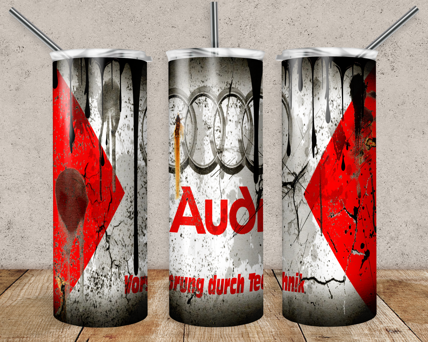 Audi Brands 20oz Sublimation Tumbler Designs, Audio Logo Straight Skinny Tumbler Wrap PNG