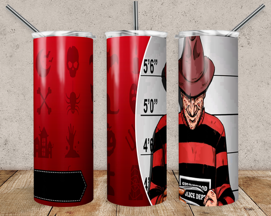 Freddy Krueger 20oz Sublimation Tumbler Designs, Freddy Krueger Straight Skinny Tumbler Wrap PNG