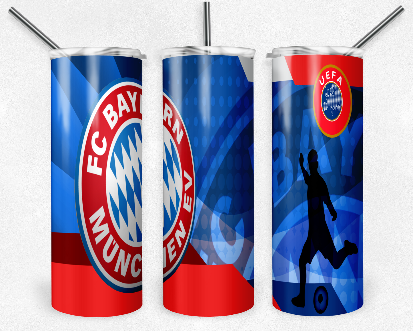 Bayern München 20oz Sublimation Tumbler Designs, Football Team Straight Skinny Tumbler Wrap PNG