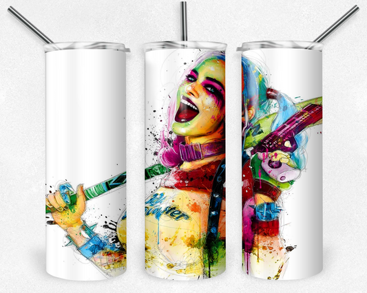 Harley Quinn 20oz Sublimation Tumbler Designs, Harley Quinn Straight Skinny Tumbler Wrap PNG