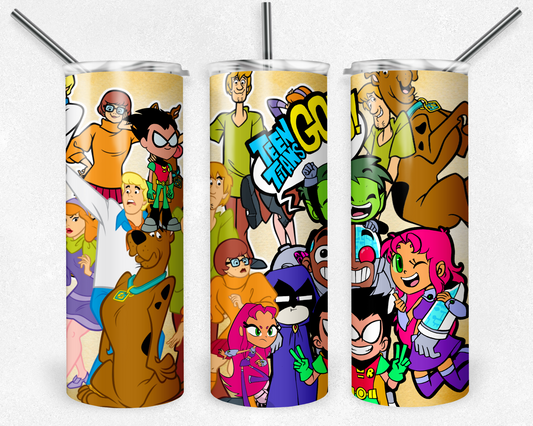 Scooby Doo 20oz Sublimation Tumbler Designs, Teen Titans Go Straight Skinny Tumbler Wrap PNG