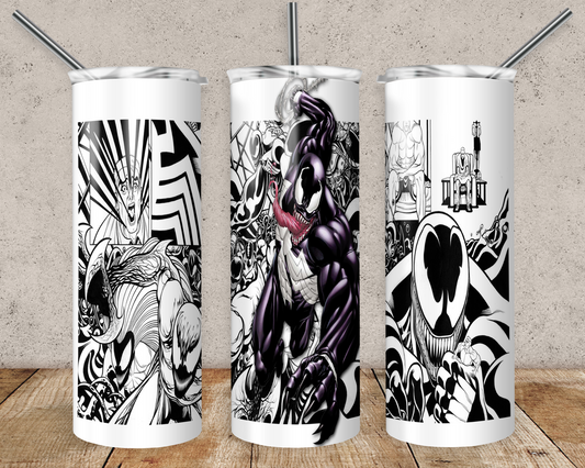 Venom 20oz Sublimation Tumbler Designs, Villain Straight Skinny Tumbler Wrap PNG