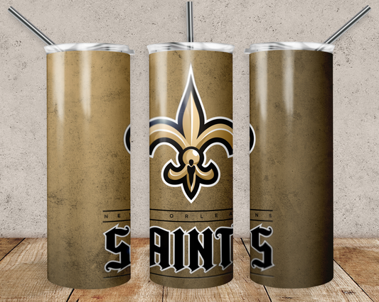 New Orleans Saints 20oz Sublimation Tumbler Designs, New Orleans Saints Straight Skinny Tumbler Wrap PNG